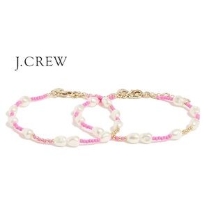 J. Crew NWT Pearl and Bead Bracelet Set Pink and White 2 Bracelets